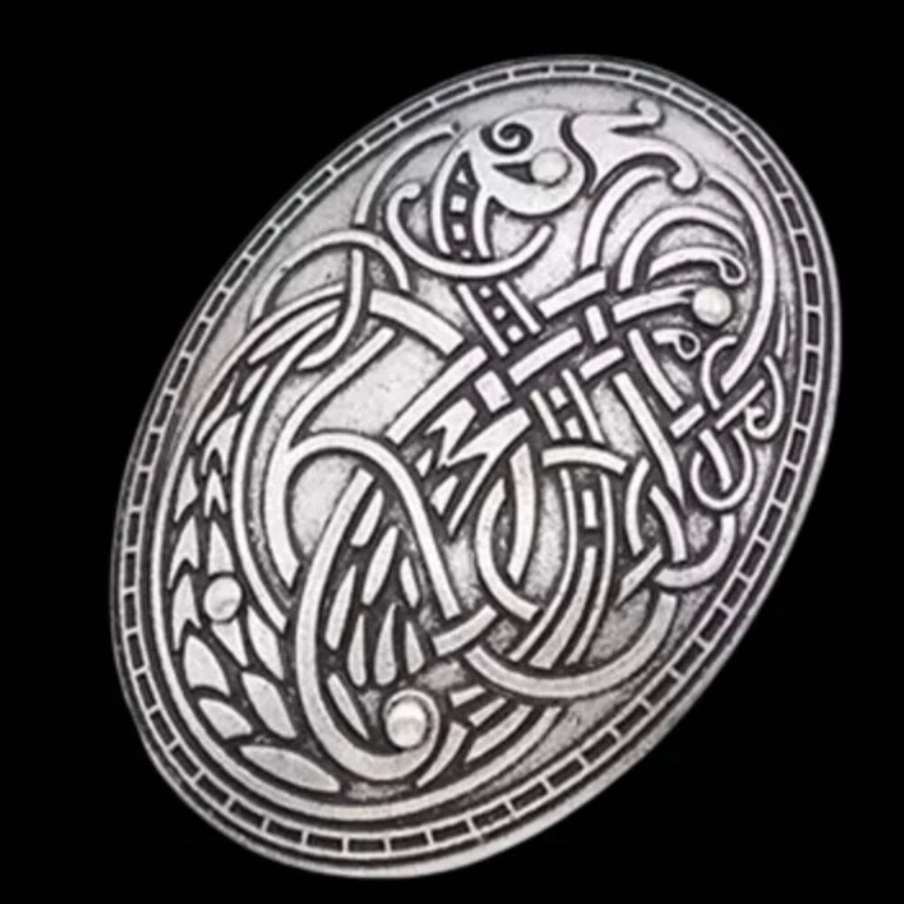 Viking Dragon Broa Oval Tortoise Brooch